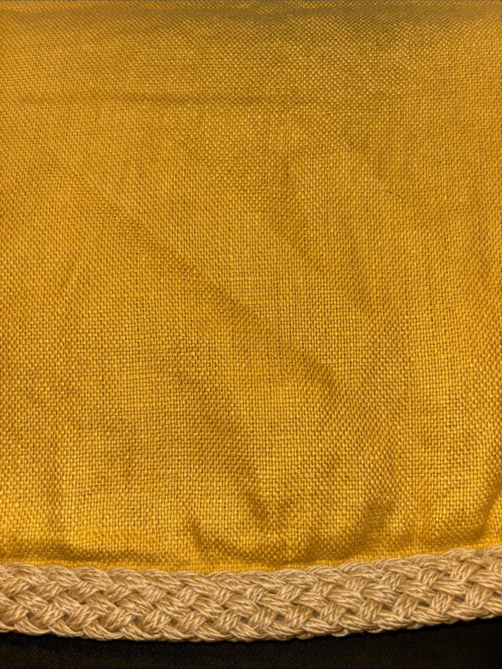 Pottery Barn Golden Yellow Linen Pillow Cover with Braided Edge & Domain cover